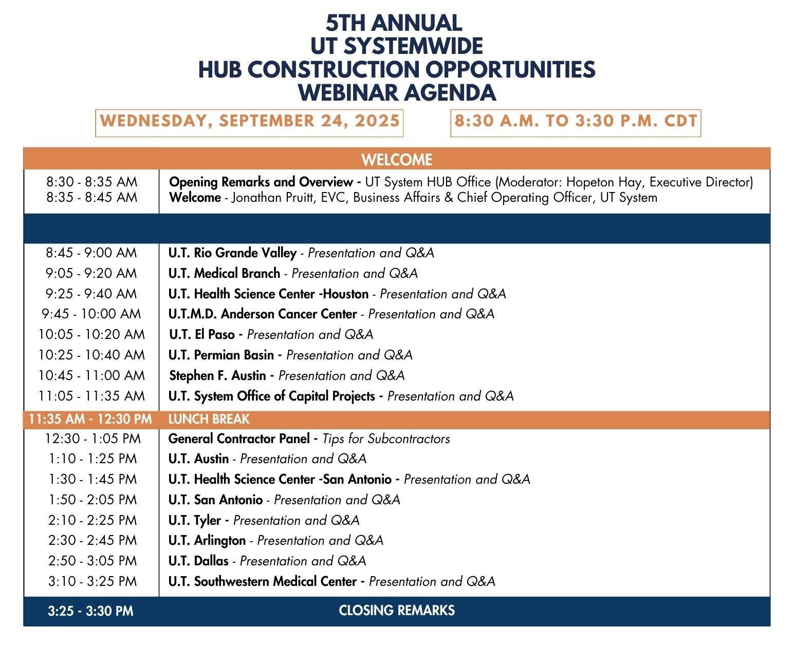 UT Systemwide HUB Construction Opportunities Webinar